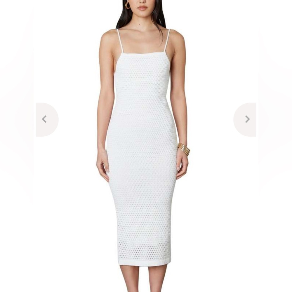 White Crochet Midi Dress in XS